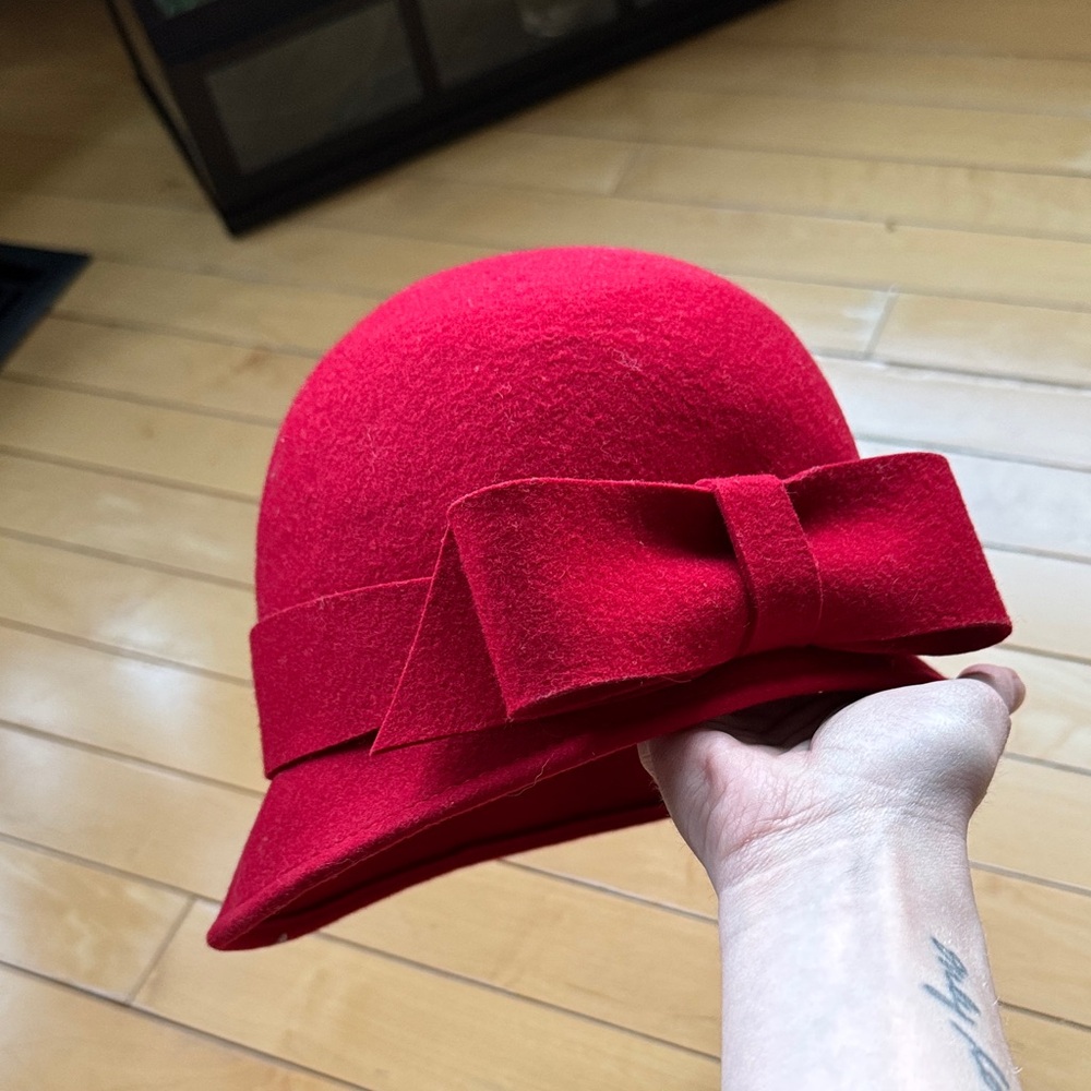 Red felt hat